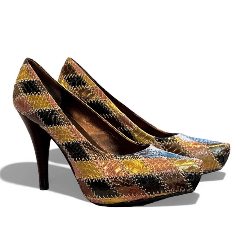 Chinese Laundry "Ready" Patchwork Snakeskin Platf… - image 2